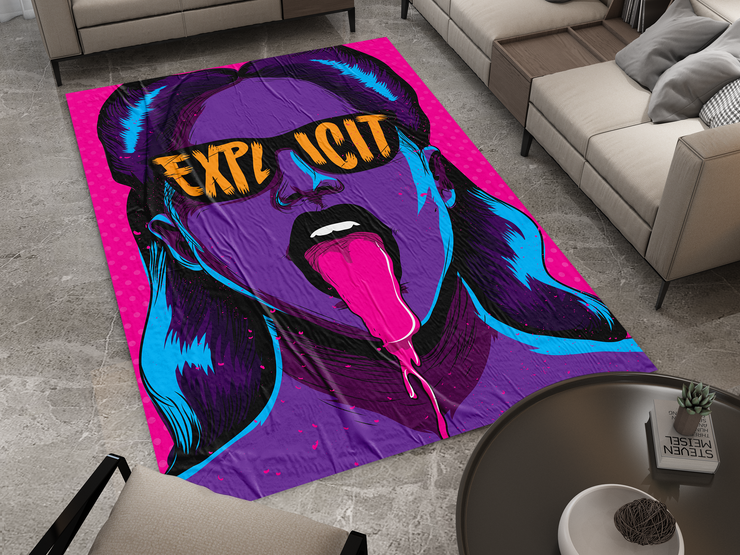 Explicit Pop Art Rug - Hip hop and Vibrant Street Style Design, Cool Vibes Carpet