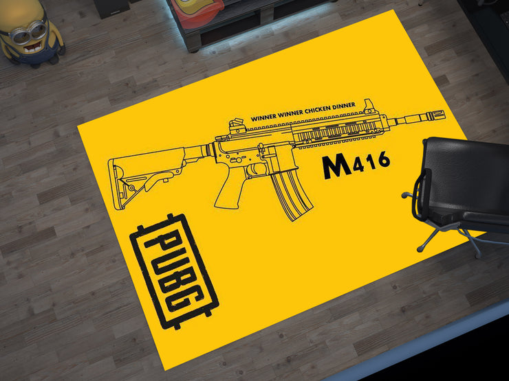 PUBG M416 Custom Rug – Battle Royale Weapon Design for Gamers, Gaming Room Carpet