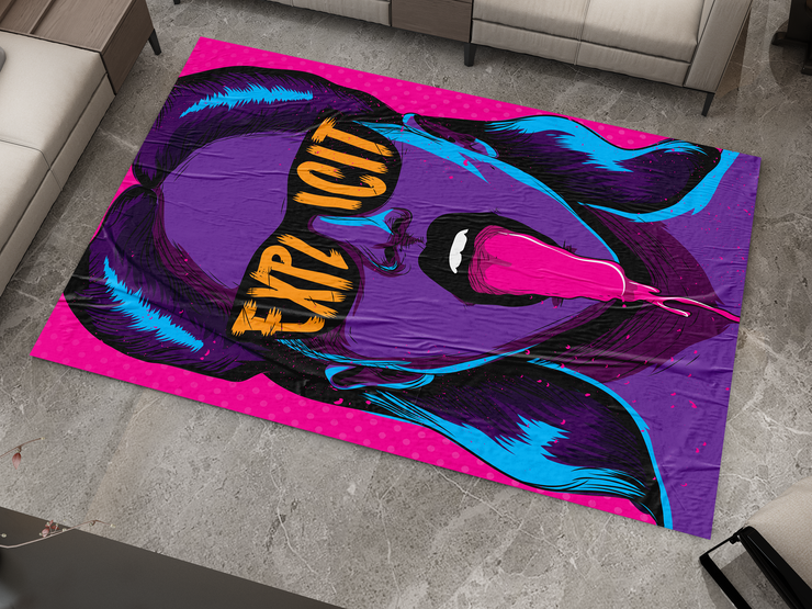 Explicit Pop Art Rug - Hip hop and Vibrant Street Style Design, Cool Vibes Carpet