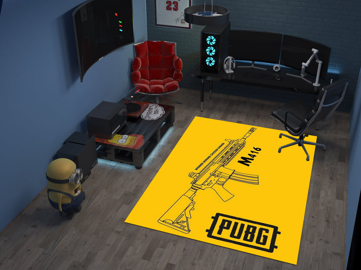 PUBG M416 Custom Rug – Battle Royale Weapon Design for Gamers, Gaming Room Carpet