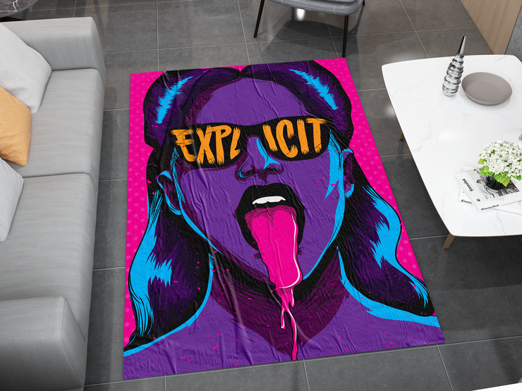 Explicit Pop Art Rug - Hip hop and Vibrant Street Style Design, Cool Vibes Carpet