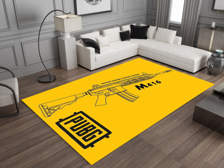 PUBG M416 Custom Rug – Battle Royale Weapon Design for Gamers, Gaming Room Carpet