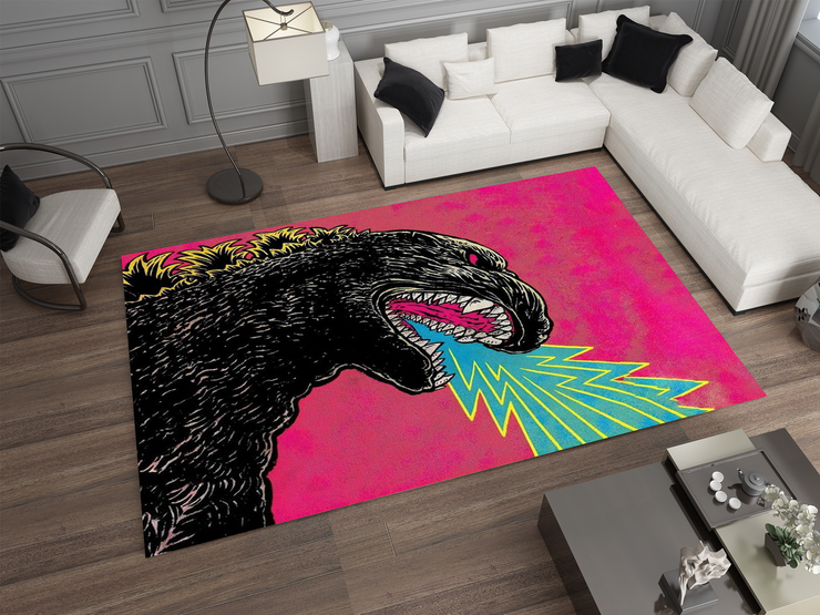 Godzilla Neon Monster Rug - Bold and Retro Godzilla-Inspired Design Carpet