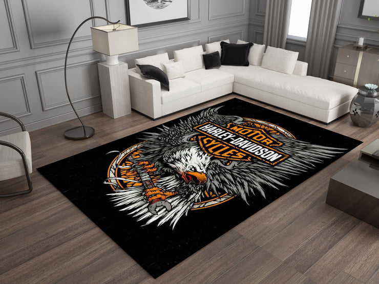 Harley-Davidson Road Custom Rug – Biker-Inspired Garage Decor for Motorcycle Enthusiasts, Motorcycle Carpet