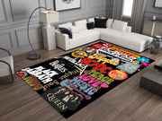 Rock Legends Custom Music Rug – Retro Music Icons Room Decor, Studio Music Carpet