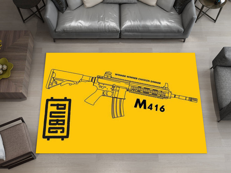 PUBG M416 Custom Rug – Battle Royale Weapon Design for Gamers, Gaming Room Carpet