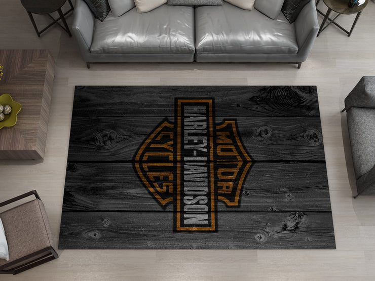 Harley-Davidson Road Custom Rug – Biker-Inspired Garage Decor for Motorcycle Enthusiasts, Motorcycle Carpet