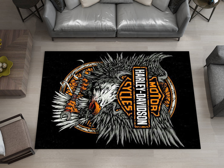 Harley-Davidson Road Custom Rug – Biker-Inspired Garage Decor for Motorcycle Enthusiasts, Motorcycle Carpet