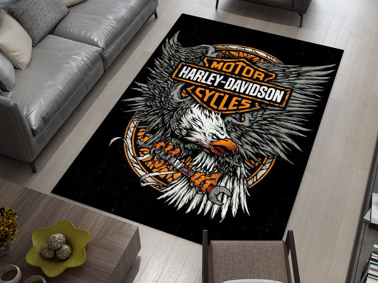 Harley-Davidson Road Custom Rug – Biker-Inspired Garage Decor for Motorcycle Enthusiasts, Motorcycle Carpet