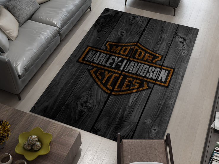 Harley-Davidson Road Custom Rug – Biker-Inspired Garage Decor for Motorcycle Enthusiasts, Motorcycle Carpet