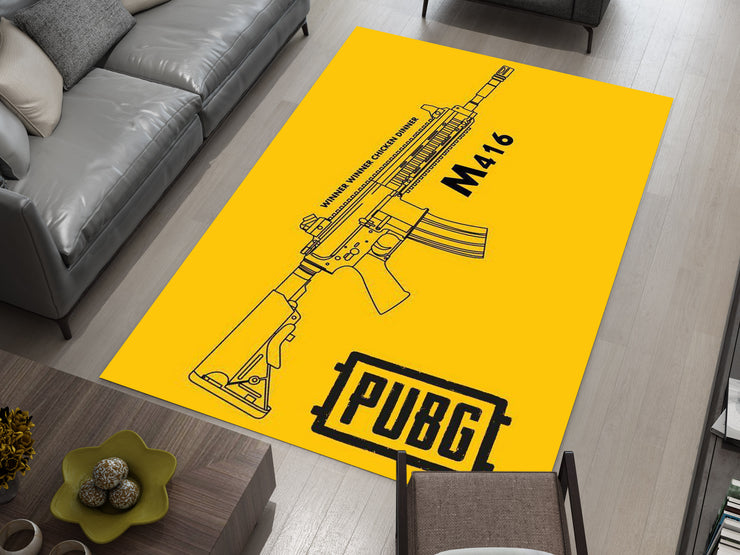 PUBG M416 Custom Rug – Battle Royale Weapon Design for Gamers, Gaming Room Carpet