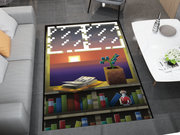 Minecraft Sunset Rug - Cozy Pixelated Design for Gamers Carpet, Gamer Room Decoration