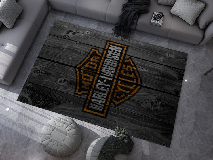 Harley-Davidson Road Custom Rug – Biker-Inspired Garage Decor for Motorcycle Enthusiasts, Motorcycle Carpet