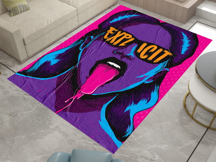 Explicit Pop Art Rug - Hip hop and Vibrant Street Style Design, Cool Vibes Carpet