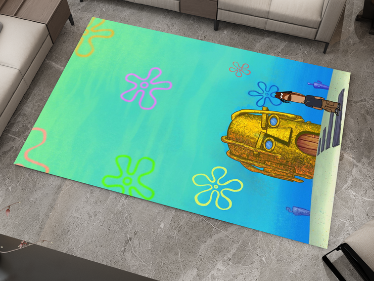 Travis SpongeBob Edition Rug - Fun and Quirky Crossover Design, Hip-hop Carpet